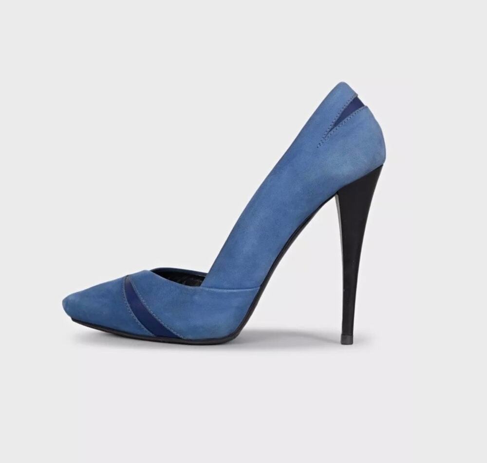 Alexander McQueen Blue Suede & Leather Stiletto Pumps EU 39